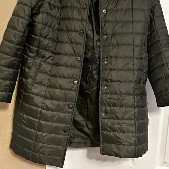 Lands' End women Long olive Quilted light Puffer Coat sz 14 - Picture 5 of 13